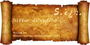 Siffer Árpád névjegykártya